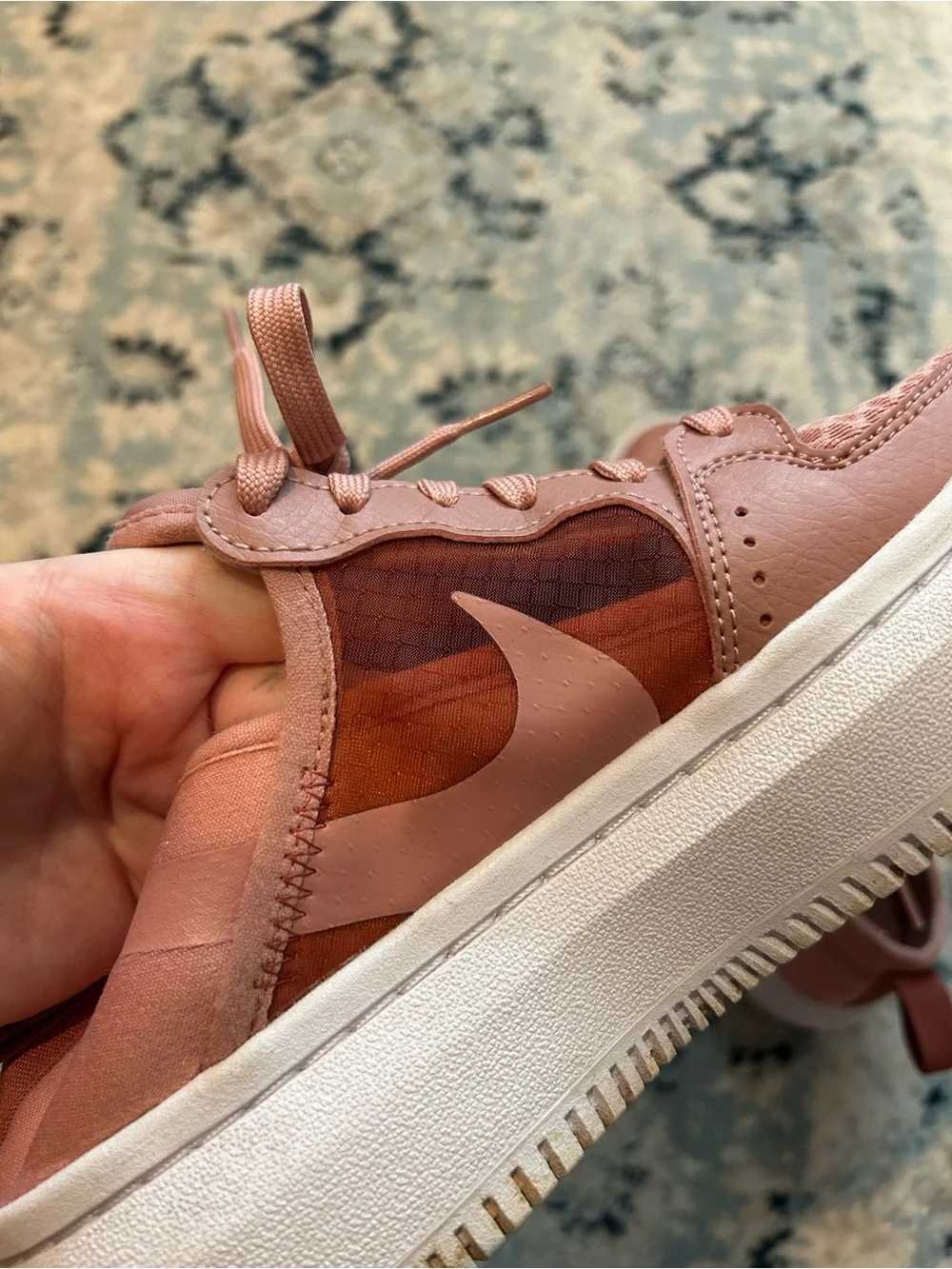 Nike Court Vision Alta platform sneakers in rust pink